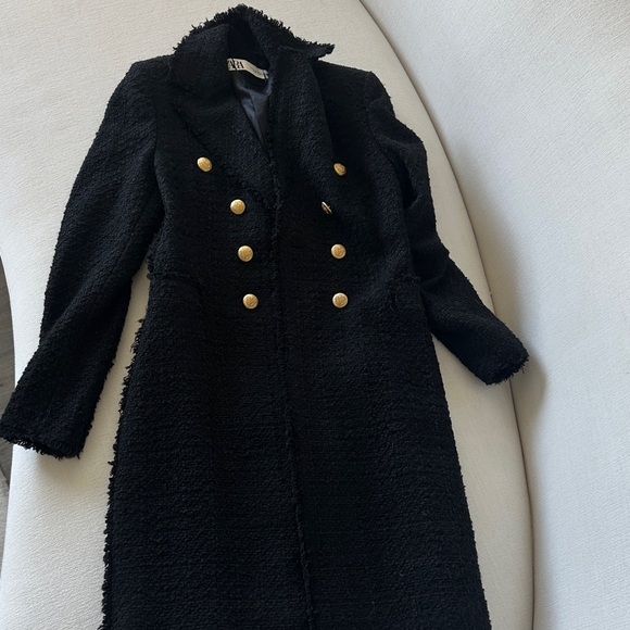 Zara Jackets & Blazers - Zara Black Trench Coat with Gold Buttons